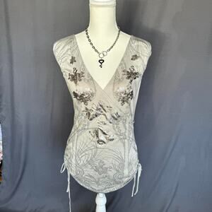 Cyber grunge v neck ruched top